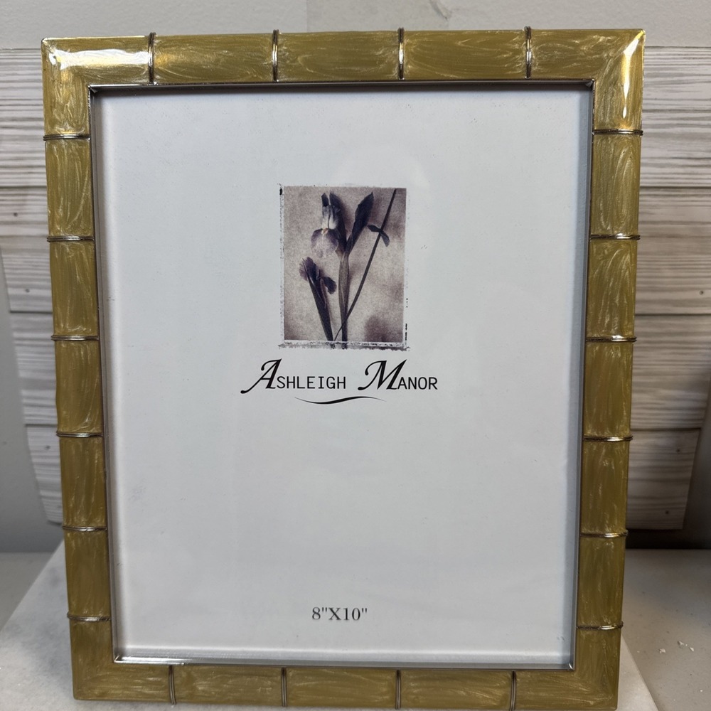 Ashleigh Manor Photo Picture Frame Pearlized Gold Enamel on Metal 8"x10" - Picture 2 of 6